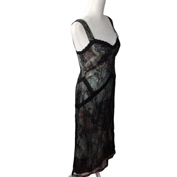 Size XS Cider Dark Romantic Lace Overlay Slip Style Dress Dark Fairycore Grunge - Picture 2 of 9